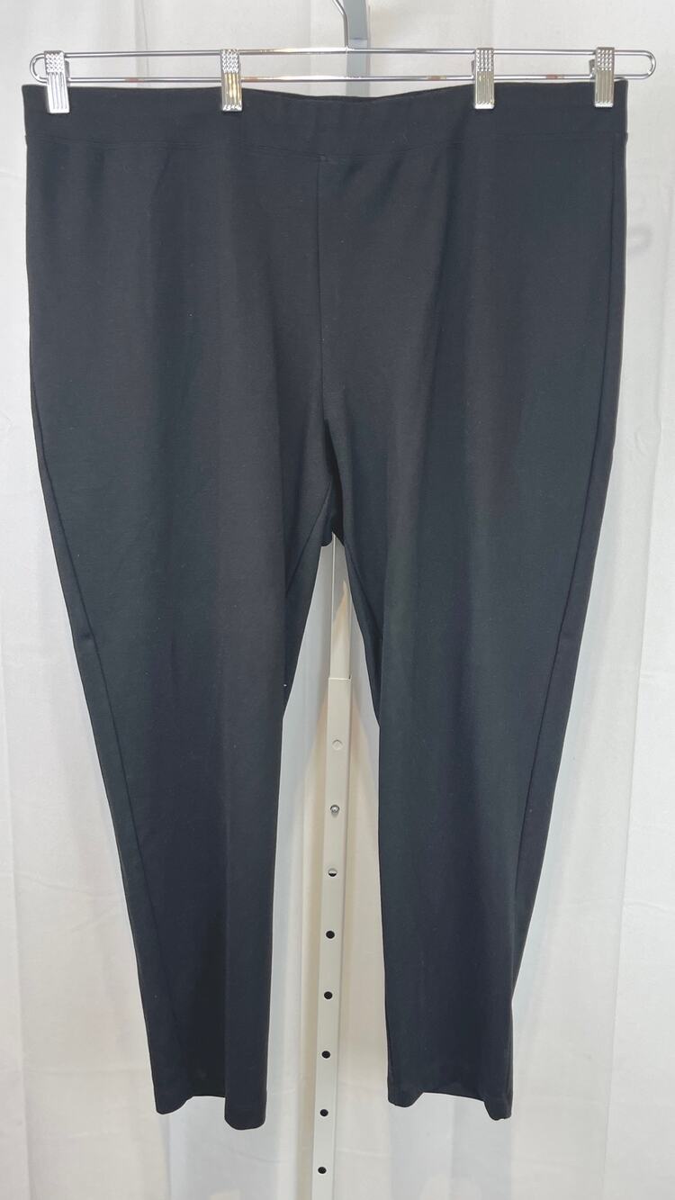 EILEEN FISHER Pull On Slim Leg Pants Flex Ponte Elastic Waist Black Size 2X Plus